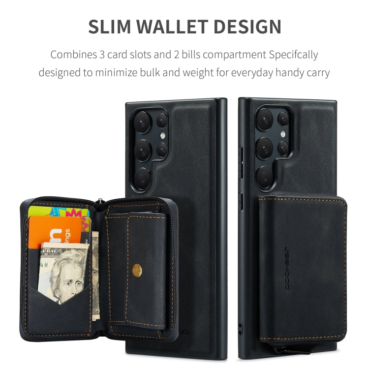 For Samsung Galaxy S24 Ultra 5G JEEHOOD Magnetic Zipper Horizontal Flip Leather Phone Case(Black)