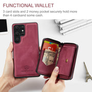 For Samsung Galaxy S24 Ultra 5G JEEHOOD Magnetic Zipper Horizontal Flip Leather Phone Case(Red)