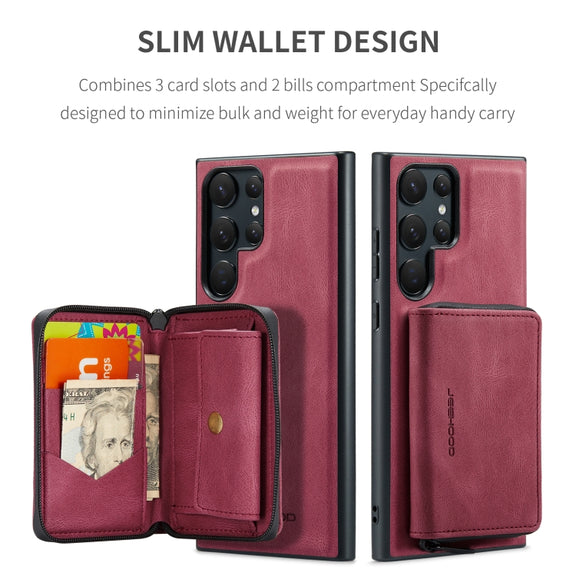 For Samsung Galaxy S24 Ultra 5G JEEHOOD Magnetic Zipper Horizontal Flip Leather Phone Case(Red)
