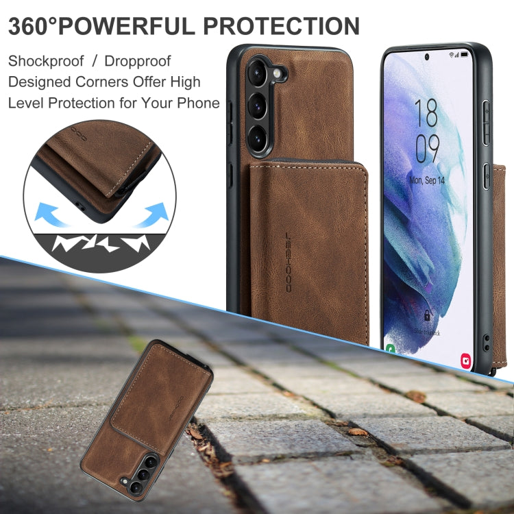 For Samsung Galaxy S24 5G JEEHOOD Magnetic Zipper Horizontal Flip Leather Phone Case(Brown)