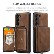 For Samsung Galaxy S24 5G JEEHOOD Magnetic Zipper Horizontal Flip Leather Phone Case(Brown)