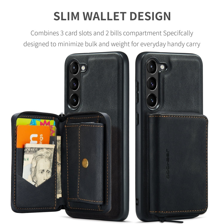 For Samsung Galaxy S24+ 5G JEEHOOD Magnetic Zipper Horizontal Flip Leather Phone Case(Black)