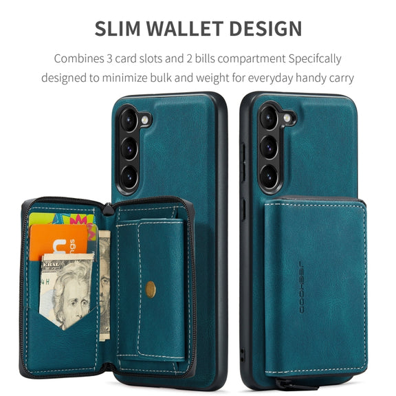 For Samsung Galaxy S24+ 5G JEEHOOD Magnetic Zipper Horizontal Flip Leather Phone Case(Blue)