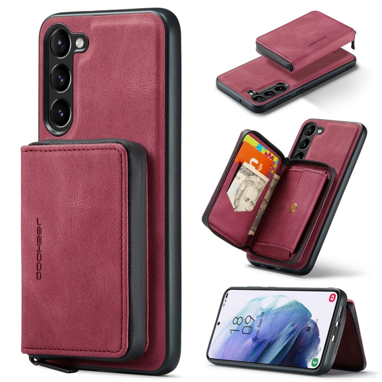 For Samsung Galaxy S24+ 5G JEEHOOD Magnetic Zipper Horizontal Flip Leather Phone Case(Red)