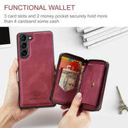 For Samsung Galaxy S24+ 5G JEEHOOD Magnetic Zipper Horizontal Flip Leather Phone Case(Red)