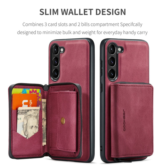 For Samsung Galaxy S24+ 5G JEEHOOD Magnetic Zipper Horizontal Flip Leather Phone Case(Red)