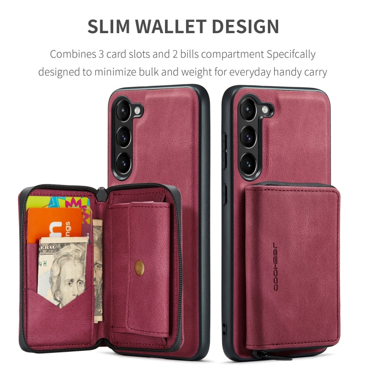 For Samsung Galaxy S24+ 5G JEEHOOD Magnetic Zipper Horizontal Flip Leather Phone Case(Red)