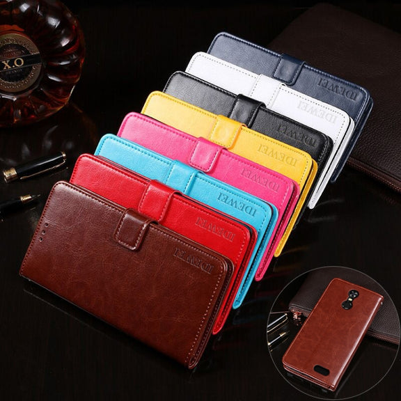 For Oukitel C8 idewei  Crazy Horse Texture Horizontal Flip Leather Case with Holder & Card Slots & Wallet(Red)