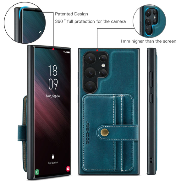For Samsung Galaxy S24 Ultra 5G JEEHOOD RFID Blocking Anti-Theft Magnetic Phone Case(Blue)