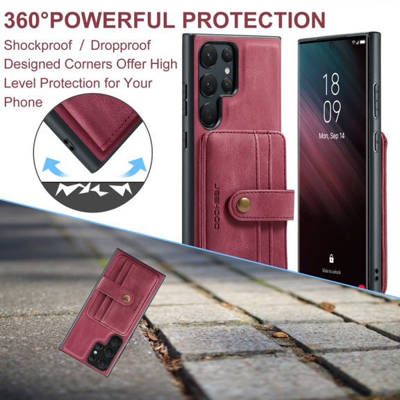 For Samsung Galaxy S24 Ultra 5G JEEHOOD RFID Blocking Anti-Theft Magnetic Phone Case(Red)