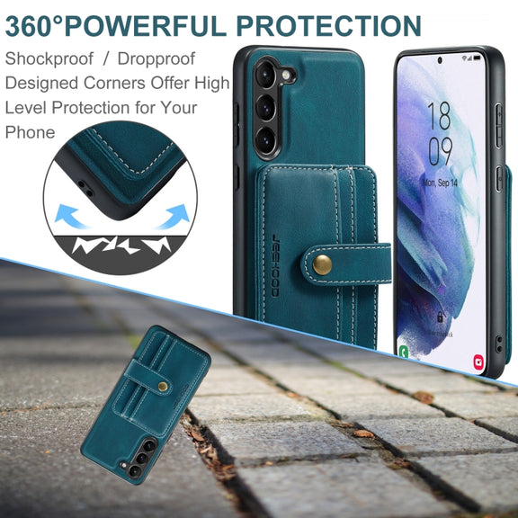 For Samsung Galaxy S24 5G JEEHOOD RFID Blocking Anti-Theft Magnetic Phone Case(Blue)
