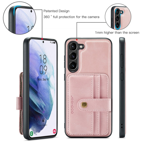 For Samsung Galaxy S24 5G JEEHOOD RFID Blocking Anti-Theft Magnetic Phone Case(Pink)
