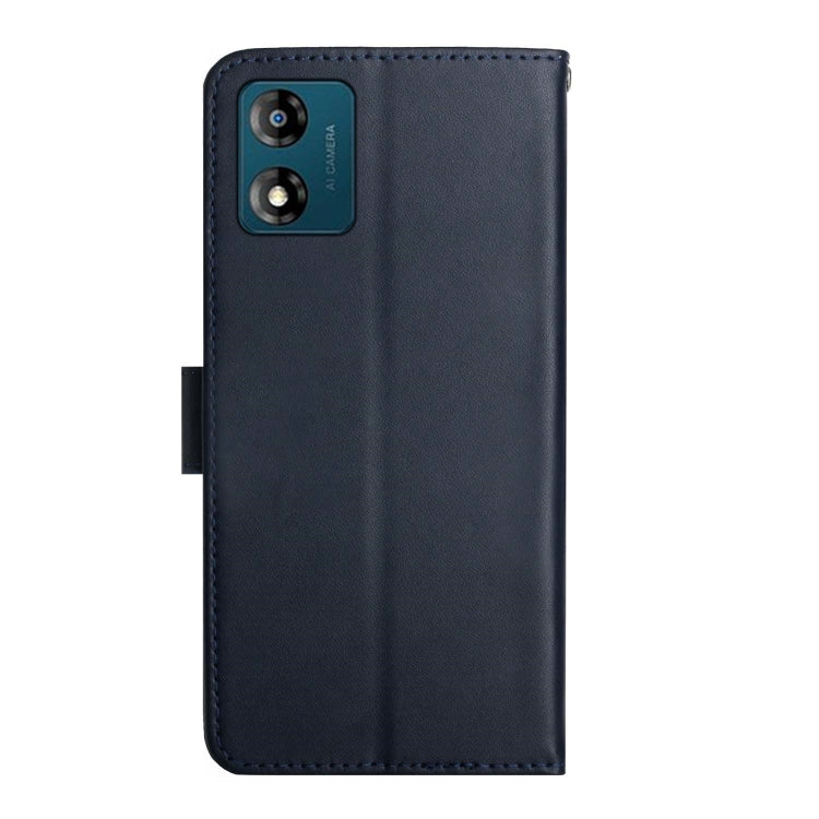 For Motorola Moto E13 4G Genuine Leather Fingerprint-proof Flip Phone Case(Blue)