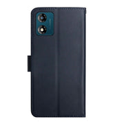 For Motorola Moto E13 4G Genuine Leather Fingerprint-proof Flip Phone Case(Blue)