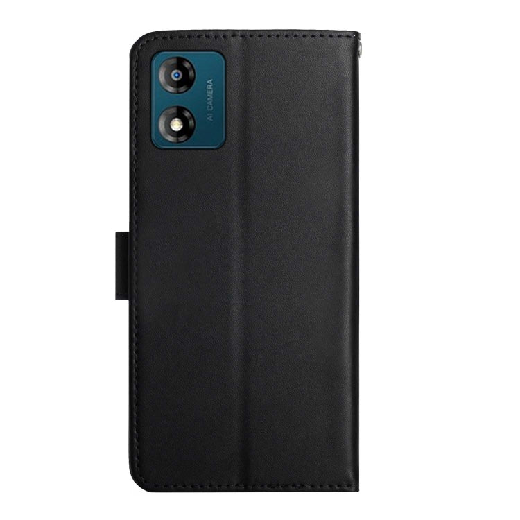 For Motorola Moto E13 4G Genuine Leather Fingerprint-proof Flip Phone Case(Black)