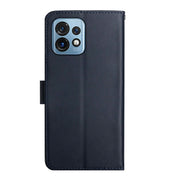 For Motorola Edge+ 2023 Genuine Leather Fingerprint-proof Flip Phone Case(Blue)