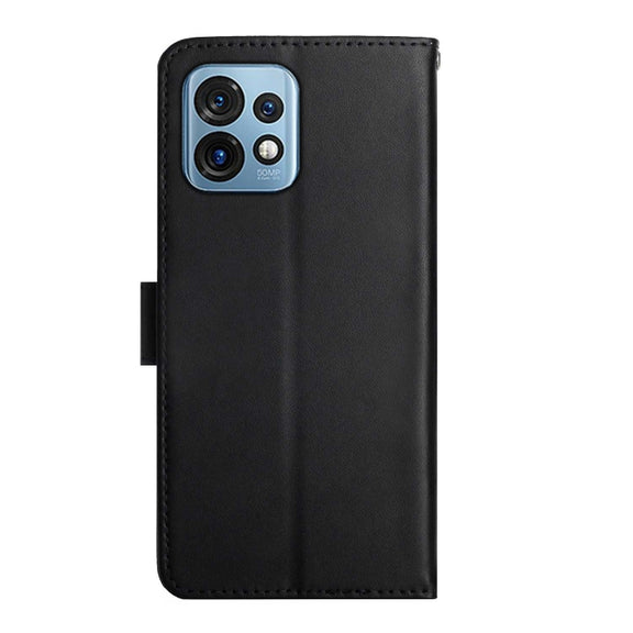 For Motorola Edge+ 2023 Genuine Leather Fingerprint-proof Flip Phone Case(Black)