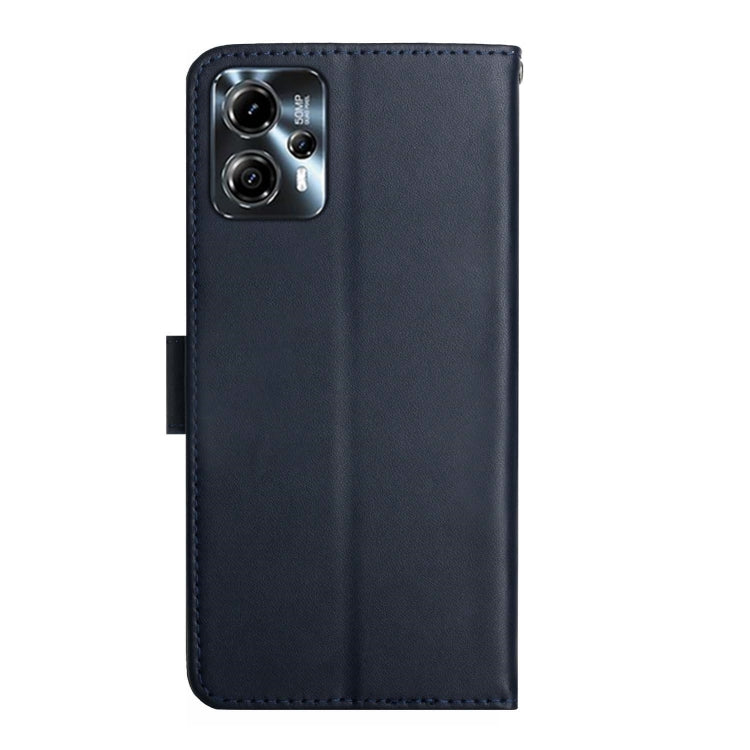 For Motorola Moto G23 4G/G13 4G Genuine Leather Fingerprint-proof Flip Phone Case(Blue)