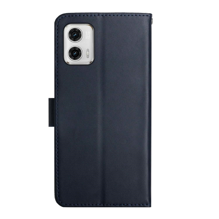 For Motorola Moto G73 5G Genuine Leather Fingerprint-proof Flip Phone Case(Blue)