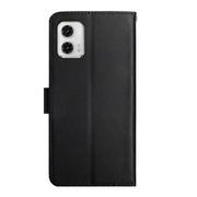 For Motorola Moto G73 5G Genuine Leather Fingerprint-proof Flip Phone Case(Black)