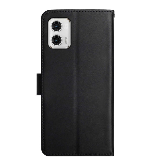 For Motorola Moto G73 5G Genuine Leather Fingerprint-proof Flip Phone Case(Black)