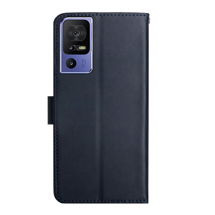 For TCL 40 SE Genuine Leather Fingerprint-proof Flip Phone Case(Blue)