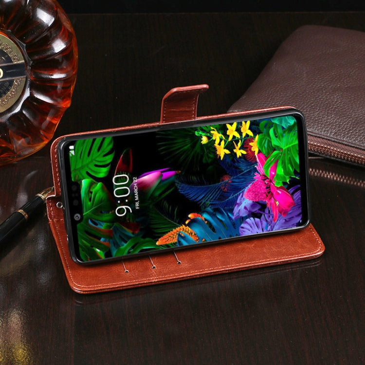 For LG G8 ThinQ idewei Crazy Horse Texture Horizontal Flip Leather Case with Holder & Card Slots & Wallet(White)