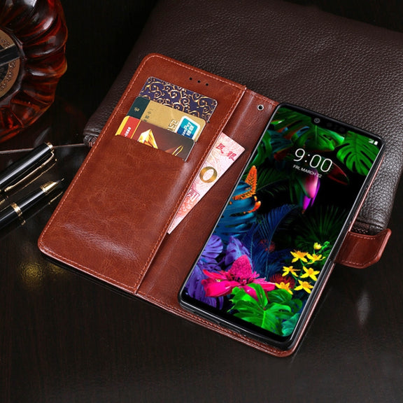 For LG G8 ThinQ idewei Crazy Horse Texture Horizontal Flip Leather Case with Holder & Card Slots & Wallet(White)