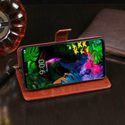 For LG G8 ThinQ idewei Crazy Horse Texture Horizontal Flip Leather Case with Holder & Card Slots & Wallet(Red)