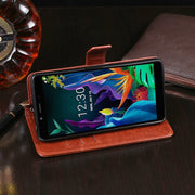 For LG K20 (2019) idewei Crazy Horse Texture Horizontal Flip Leather Case with Holder & Card Slots & Wallet(Black)