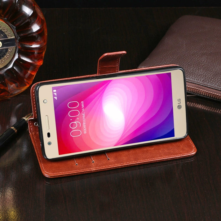 For LG X power2 idewei Crazy Horse Texture Horizontal Flip Leather Case with Holder & Card Slots & Wallet(White)