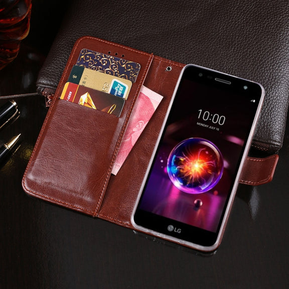 For LG X power3 idewei Crazy Horse Texture Horizontal Flip Leather Case with Holder & Card Slots & Wallet(Red)