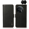 For OnePlus 11 KHAZNEH Side-Magnetic Litchi Genuine Leather RFID Phone Case(Black) - OnePlus Cases by PMC TechLife | Online Shopping South Africa | PMC TechLife | Buy Now Pay Later Mobicred