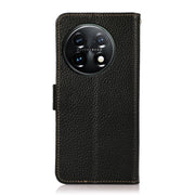 For OnePlus 11 KHAZNEH Side-Magnetic Litchi Genuine Leather RFID Phone Case(Black)