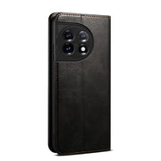 For OnePlus 11R Oil Wax Crazy Horse Texture Leather Phone Case(Black)