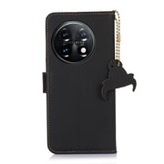 For OnePlus 11 Genuine Leather Magnetic RFID Leather Phone Case(Black)