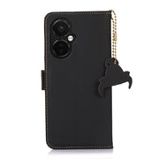 For OnePlus Nord CE 3 Lite Genuine Leather Magnetic RFID Leather Phone Case(Black)