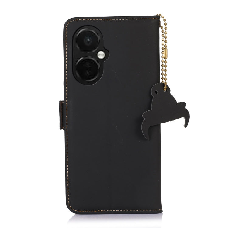 For OnePlus Nord CE 3 Lite Genuine Leather Magnetic RFID Leather Phone Case(Black)