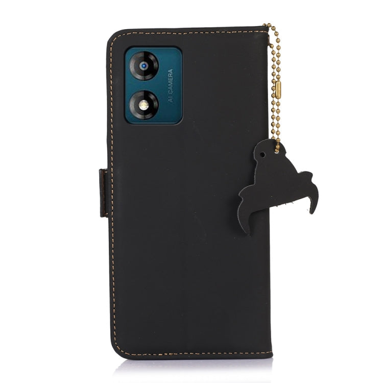 For Motorola Moto E13 Genuine Leather Magnetic RFID Leather Phone Case(Black)