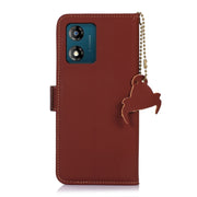 For Motorola Moto E13 Genuine Leather Magnetic RFID Leather Phone Case(Coffee)