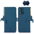 For Motorola Moto G53 5G Genuine Leather Magnetic RFID Leather Phone Case(Blue) - Motorola Cases by PMC TechLife | Online Shopping South Africa | PMC TechLife | Buy Now Pay Later Mobicred