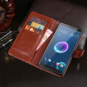 For HTC Desire 12 idewei Crazy Horse Texture Horizontal Flip Leather Case with Holder & Card Slots & Wallet(White)