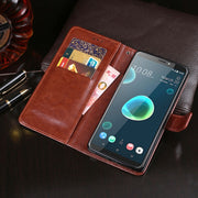 For HTC Desire 12+ idewei Crazy Horse Texture Horizontal Flip Leather Case with Holder & Card Slots & Wallet(Black)
