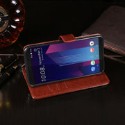 For HTC U11+ idewei Crazy Horse Texture Horizontal Flip Leather Case with Holder & Card Slots & Wallet(White)
