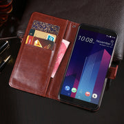 For HTC U11+ idewei Crazy Horse Texture Horizontal Flip Leather Case with Holder & Card Slots & Wallet(White)