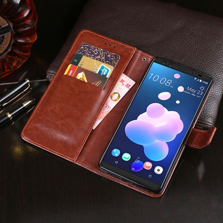 For HTC U12+ idewei Crazy Horse Texture Horizontal Flip Leather Case with Holder & Card Slots & Wallet(Sky Blue)