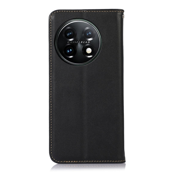 For OnePlus 11 5G KHAZNEH Nappa Top Layer Cowhide Leather Phone Case(Black)