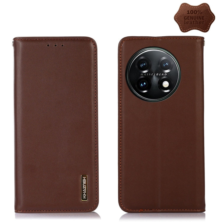 For OnePlus 11 5G KHAZNEH Nappa Top Layer Cowhide Leather Phone Case(Brown)