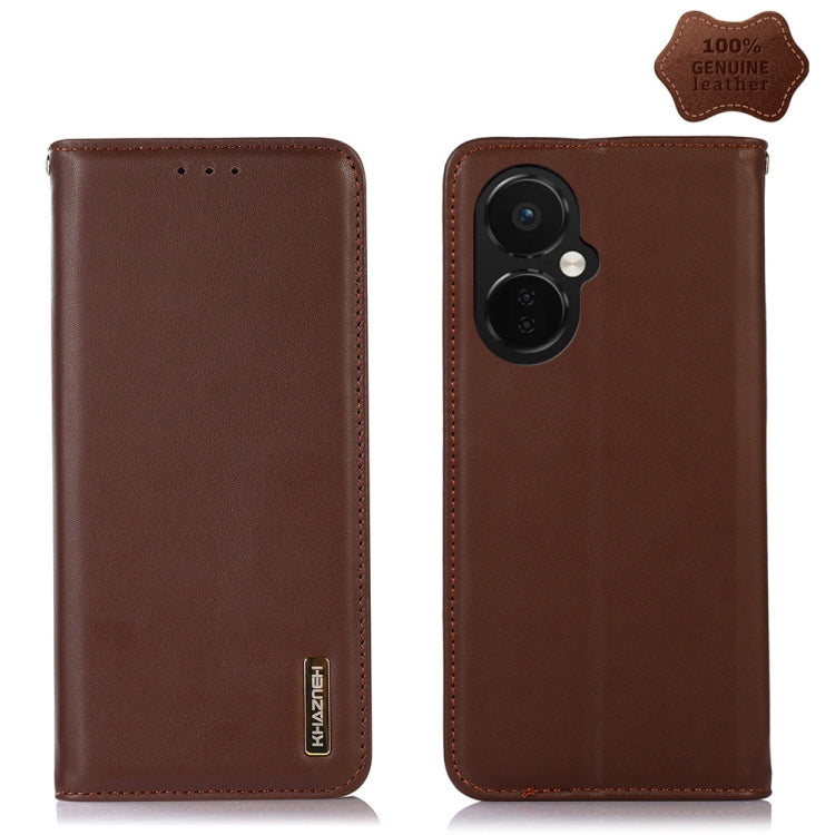 For OnePlus Nord CE 3 Lite KHAZNEH Nappa Top Layer Cowhide Leather Phone Case(Brown)