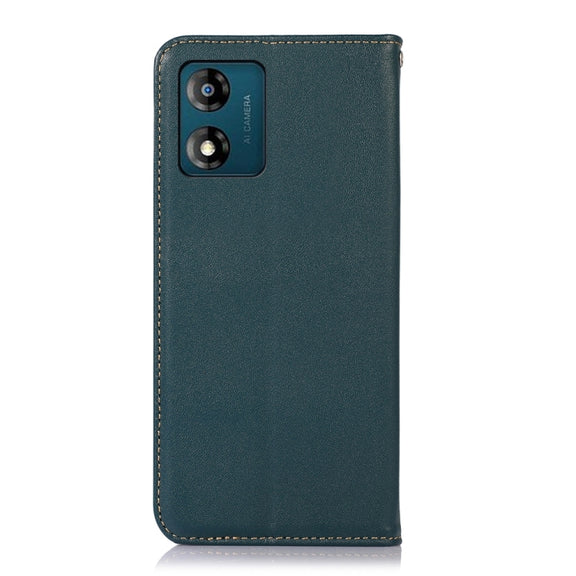 For Motorola Moto E13 4G 2023 KHAZNEH Nappa Top Layer Cowhide Leather Phone Case(Green)